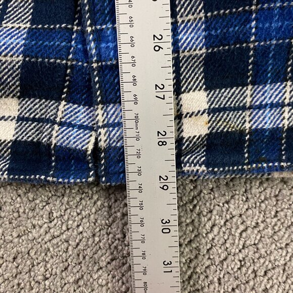 Orvis Flannel Shirt Jacket Shacket Men's XXL Blue Cotton Blue Plaid Check - Picture 8 of 11